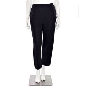 St. John Basics Black Santana Knit Pleated Front Pants Size 10